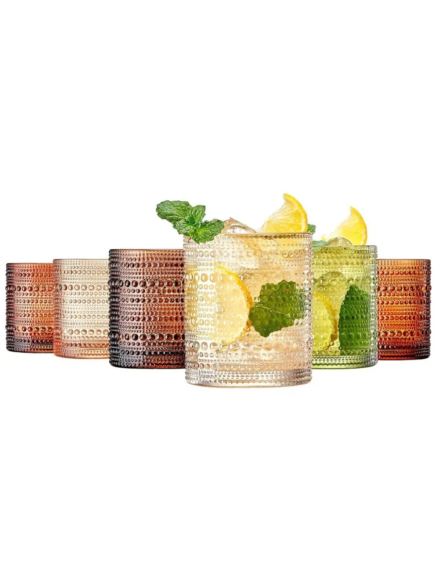 Набор из 6 бокалов для коктейлей Khen Hobnail Beaded Highball Glasses The Wine Savant — изображение 3 из 3, оранжевый