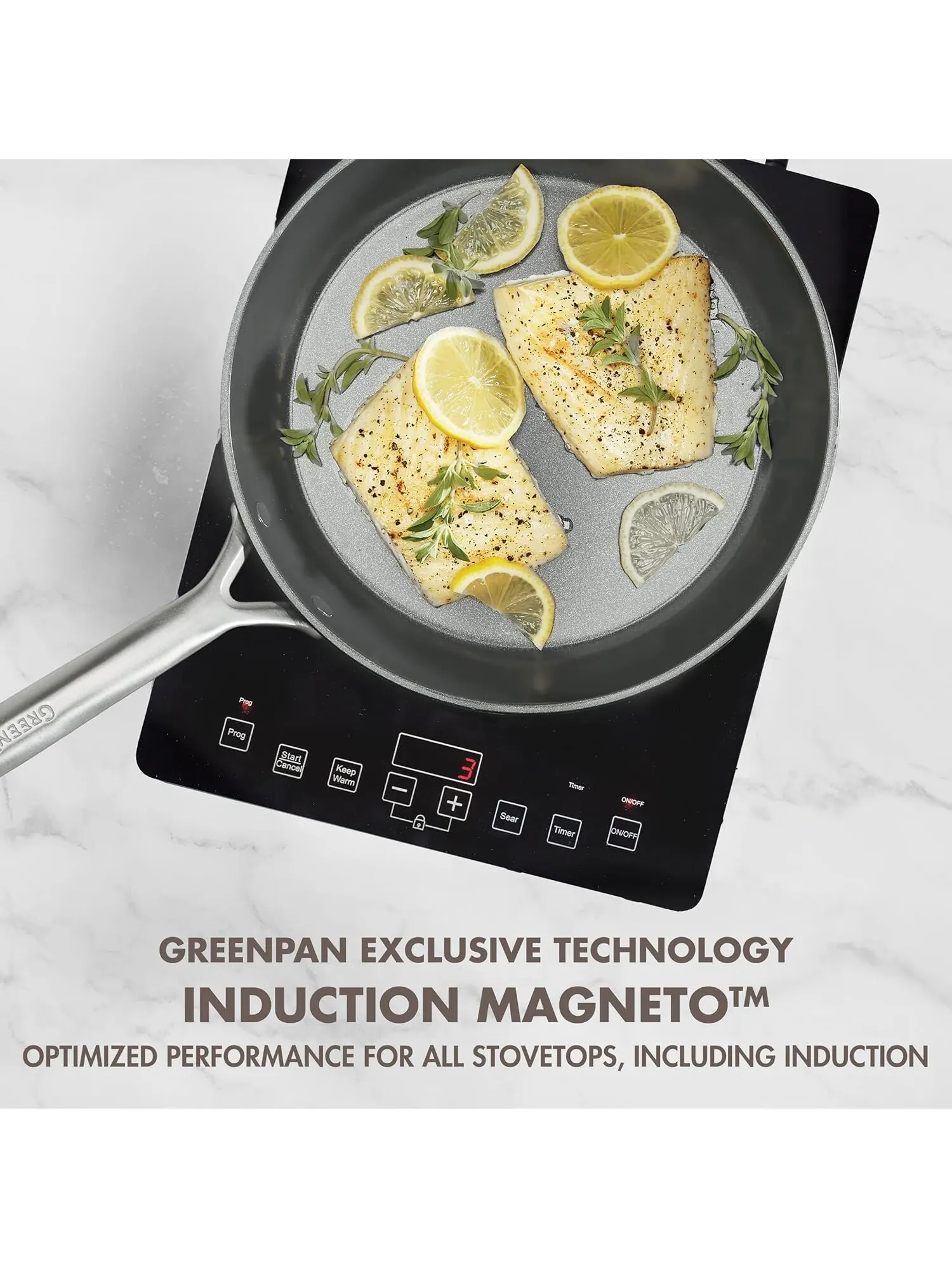 Набор сковород GreenPan GP5 Hard Anodized, 2 предмета, 24/28 см — изображение 7 из 11, бежевый