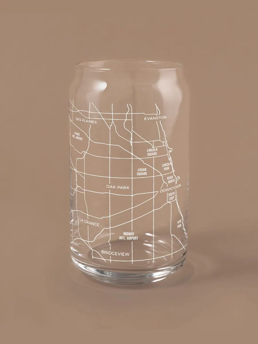 Набор из 2 стеклянных стаканов THE CAN Chicago Map объемом 16 унций (473 мл) для повседневного — изображение 2 из 3, белый