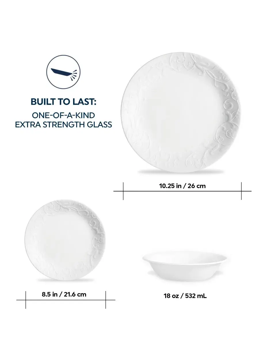 Сервиз обеденный на 12 предметов Corelle Bella Faenza — изображение 5 из 7, белый