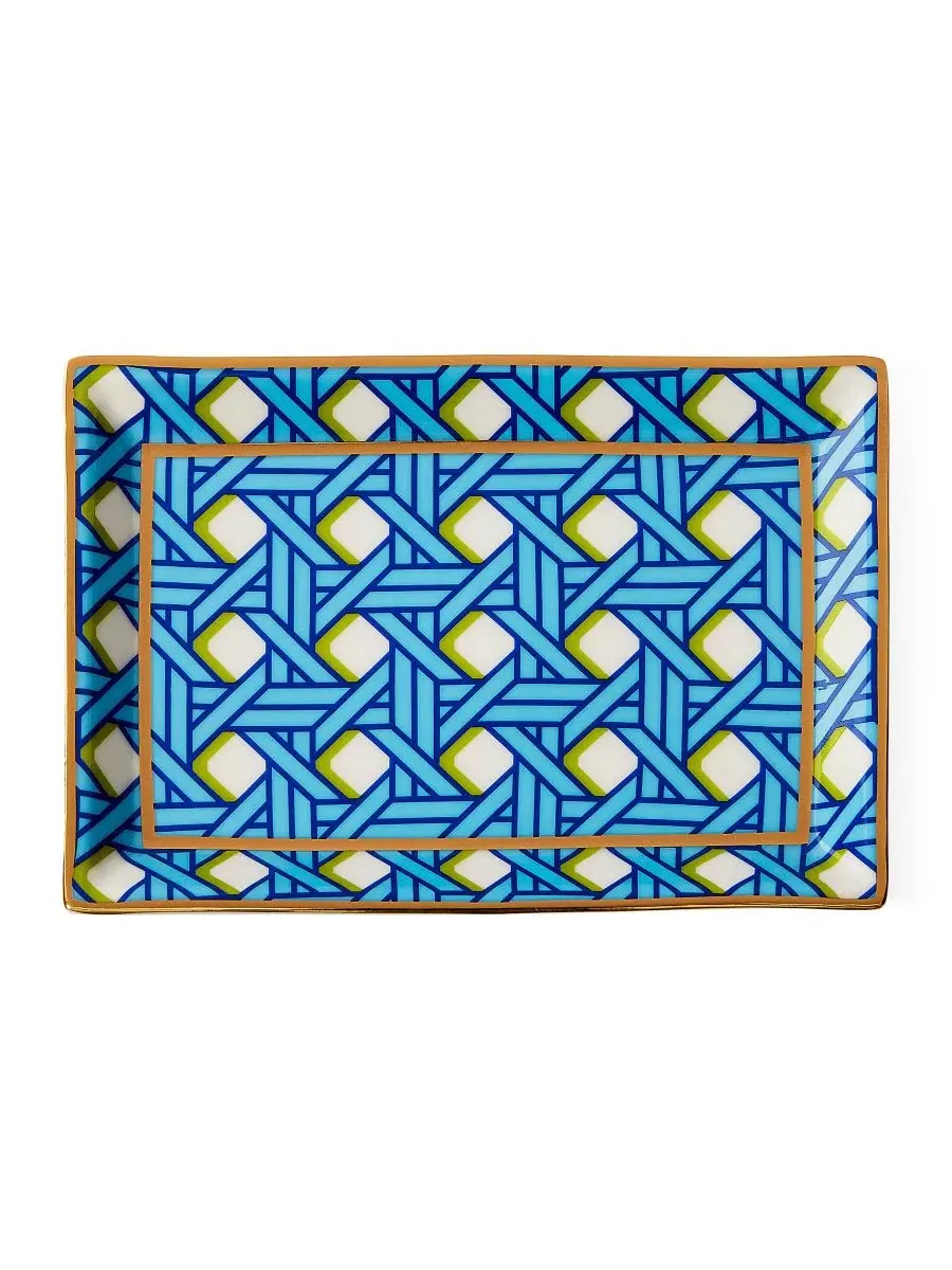 Прямоугольный поднос Basketweave Jonathan Adler — изображение 1 из 3, синий белый желтый