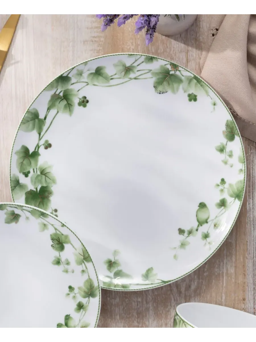 Набор из 4 обеденных тарелок Noritake Ivy Whisper, 28 см — изображение 4 из 9, зеленый