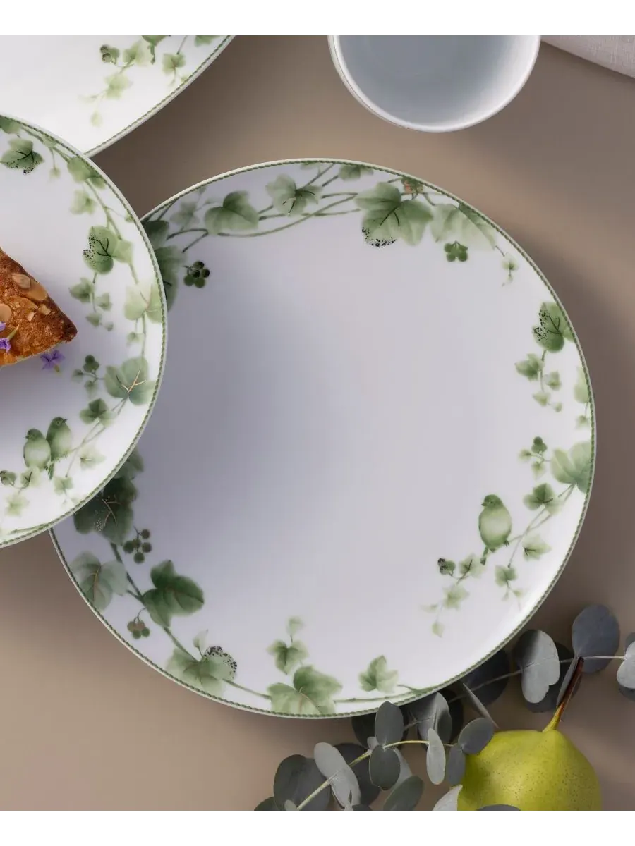 Набор из 4 обеденных тарелок Noritake Ivy Whisper, 28 см — изображение 5 из 9, зеленый