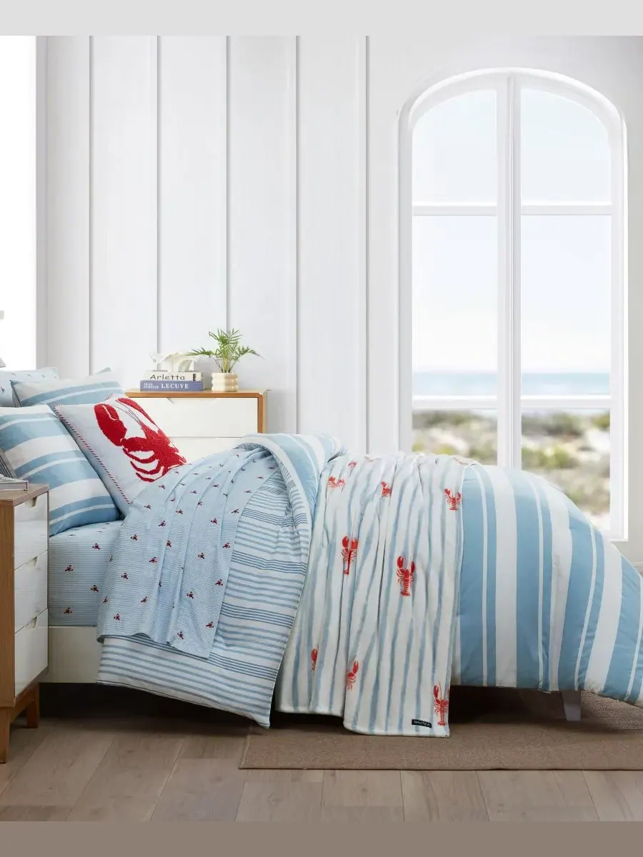 Комплект постельного белья Riverside Stripe из хлопка, двусторонний, 3 предмета, размер King — изображение 3 из 6