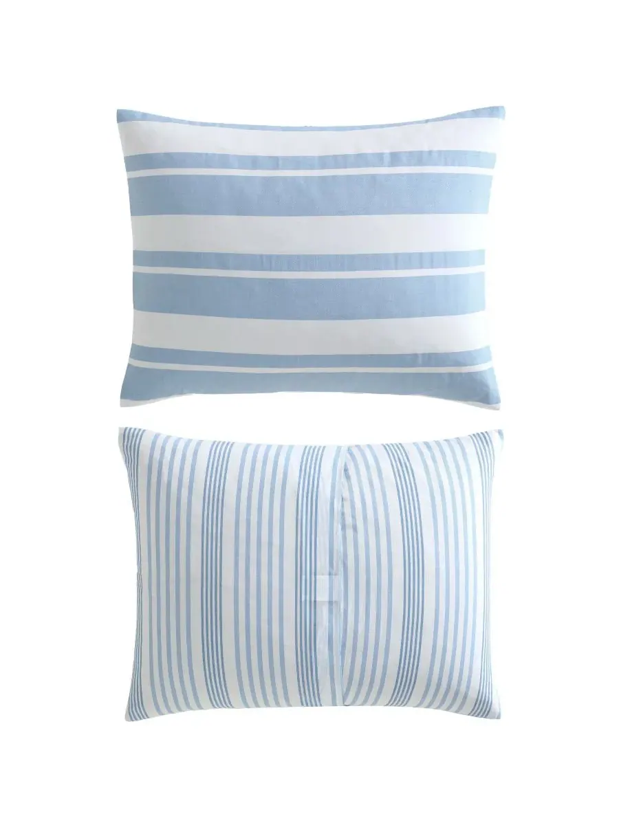 Комплект постельного белья Riverside Stripe из хлопка, двусторонний, 3 предмета, размер King — изображение 4 из 6