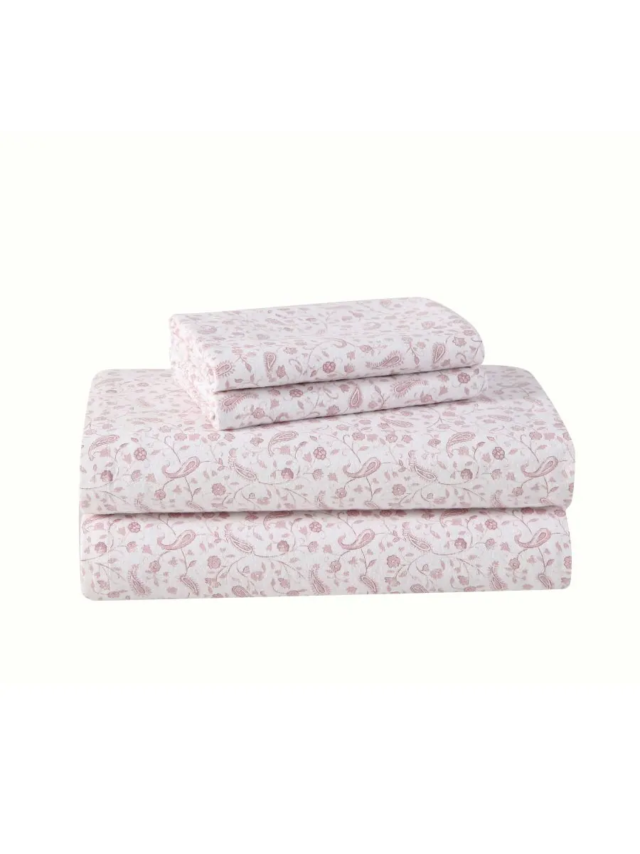 Laura Ashley Комплект постельного белья из хлопковой фланели Paisley Prance, 3 предмета, размер Twin