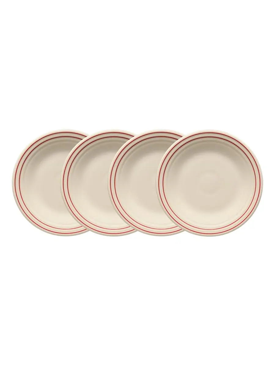 Набор из 4 классических обеденных тарелок Americana Classic Rim Fiesta, Scarlet Band — изображение 1 из 6