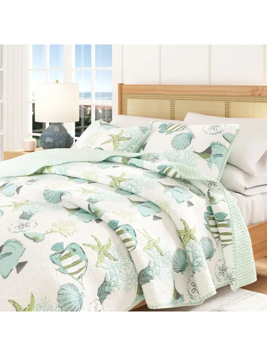 Комплект постельного белья из микрофибры Coastal с наволочками Linery & Co, Fish & Coral, размер