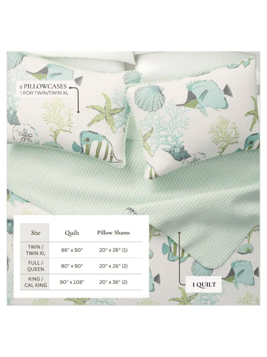 Комплект постельного белья из микрофибры Coastal с наволочками Linery & Co, Fish & coral, Full/Queen — изображение 5 из 6