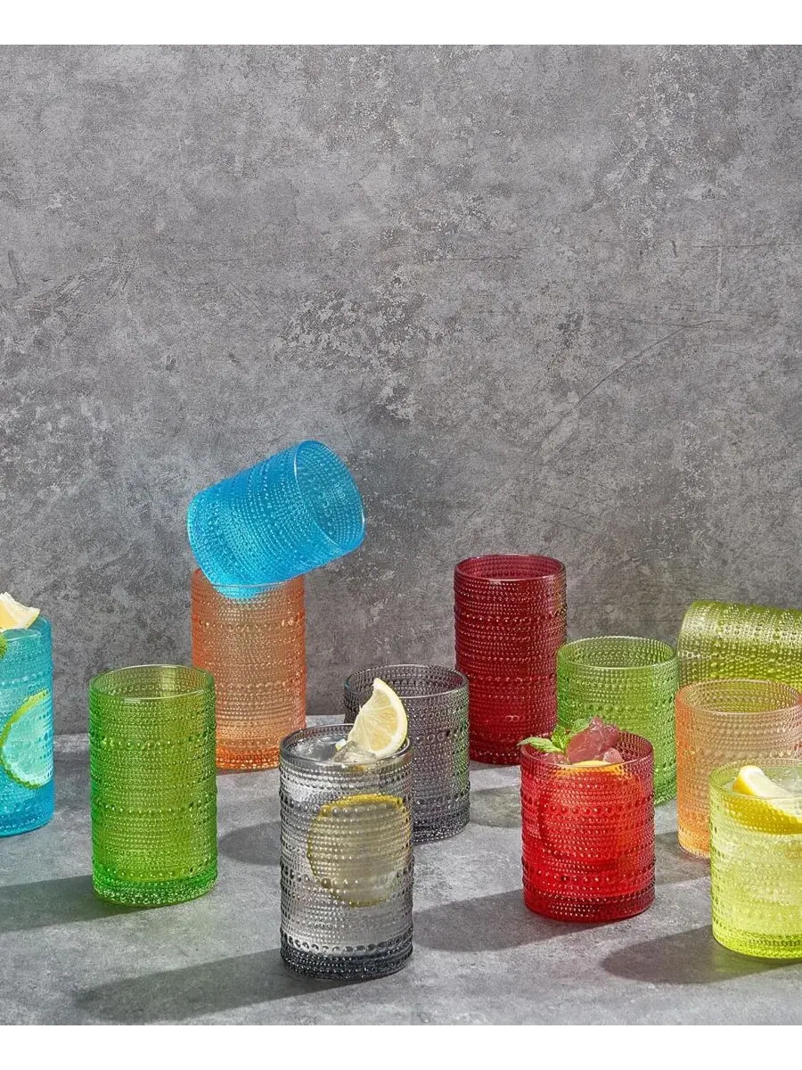 Набор стаканов Hobnail Highball Tumbler Glasses, 12 предметов The Wine Savant, Tropical Sorbet — изображение 2 из 3
