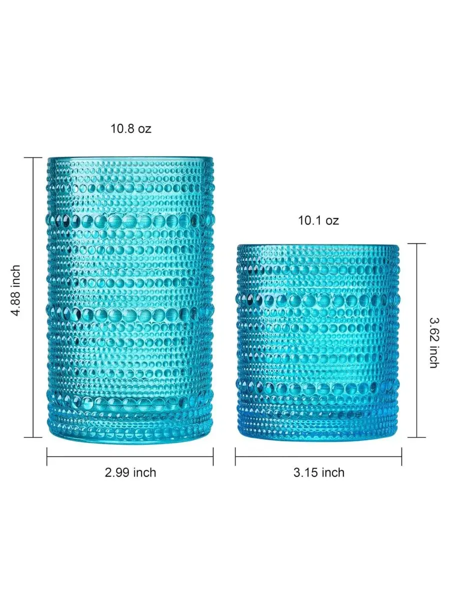Набор стаканов Hobnail Highball Tumbler Glasses, 12 предметов The Wine Savant, Tropical Sorbet — изображение 3 из 3