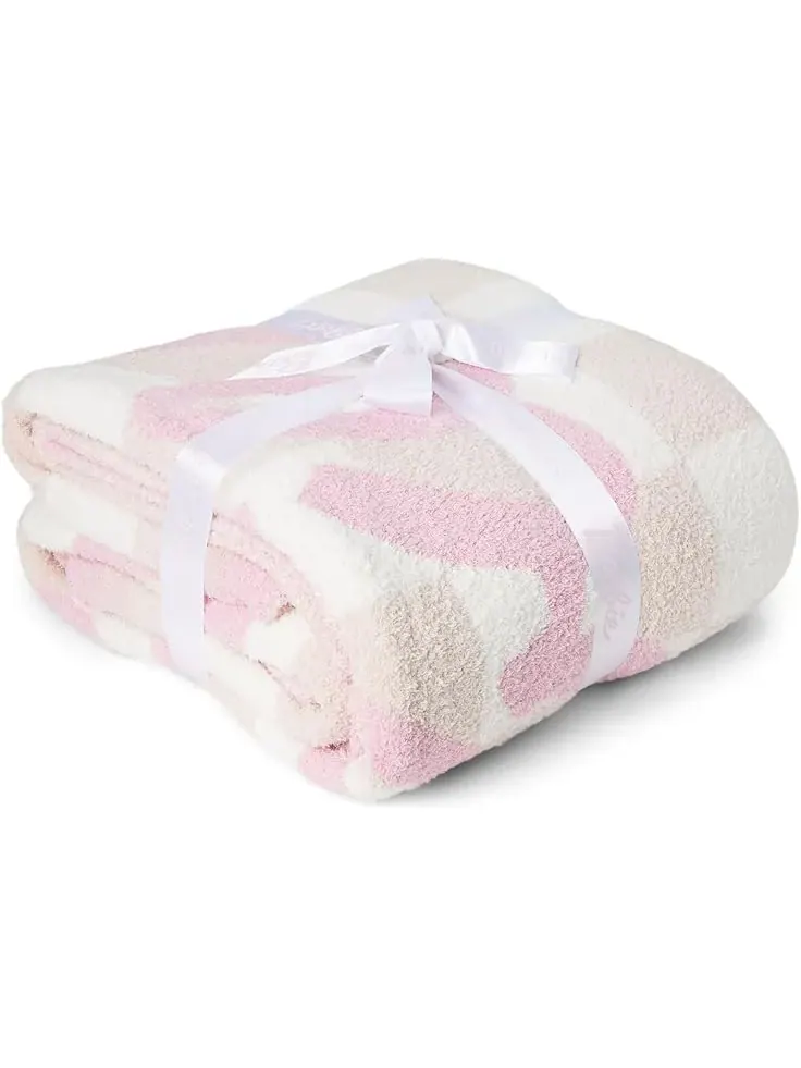 Плед CozyChic Barbie в клетку, унисекс Barefoot Dreams — изображение 1 из 2, розовый мульти