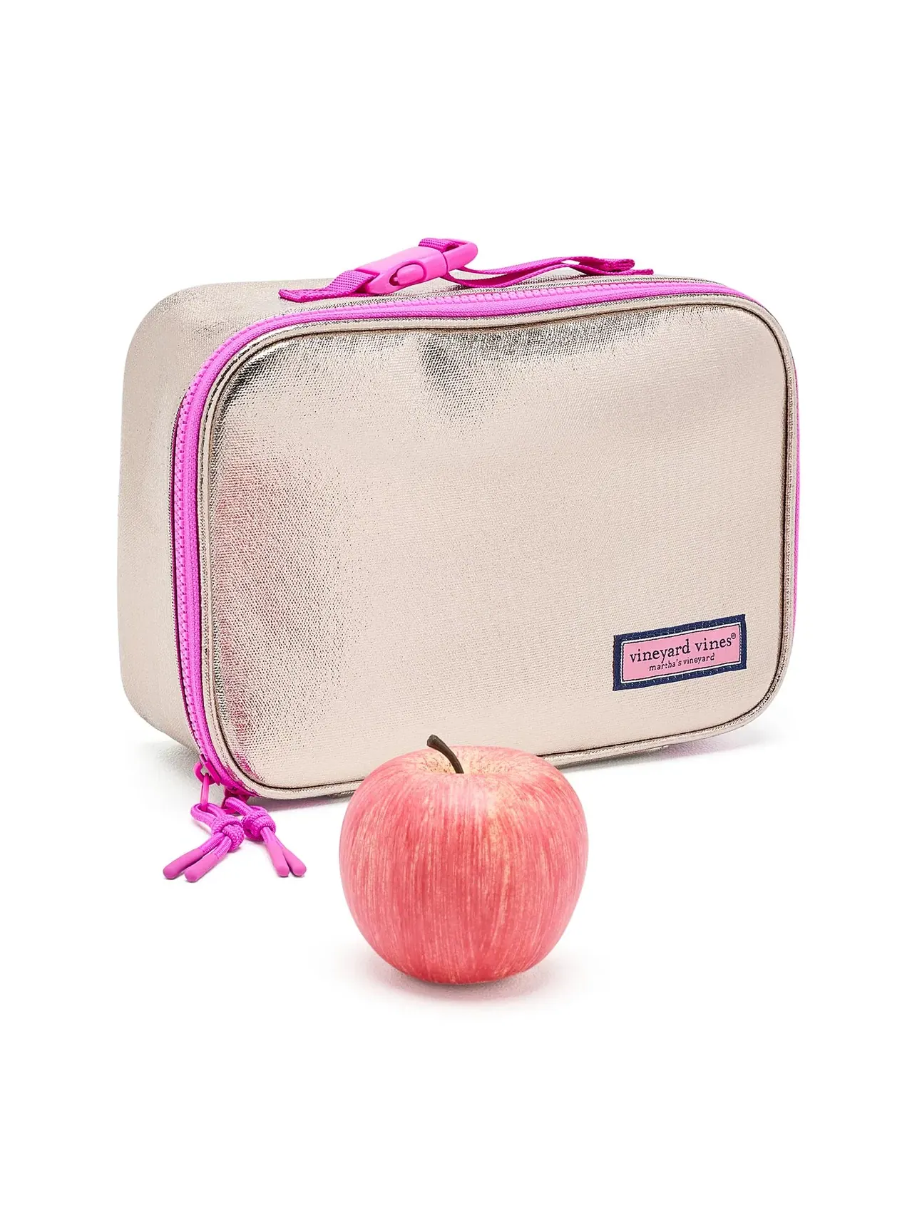 Детская сумка для обеда Metallic Lunch Kids Box Vineyard Vines Kids — изображение 3 из 5, розовый золотистый