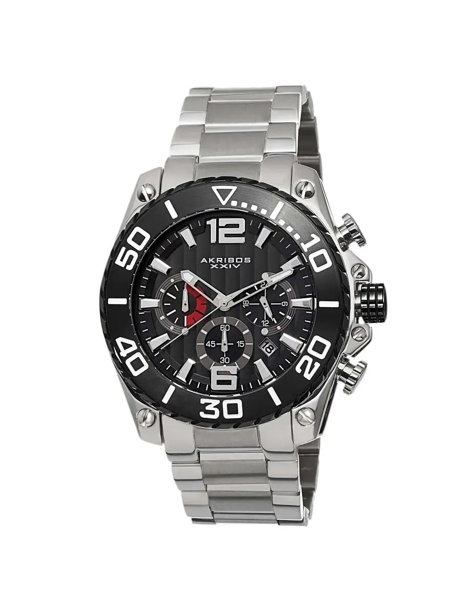 Мужские часы Akribos XXIV Chronograph с черным циферблатом AK639BKS — изображение 1 из 4, оттенок черный