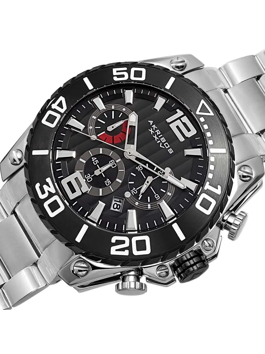 Мужские часы Akribos XXIV Chronograph с черным циферблатом AK639BKS — изображение 2 из 4, оттенок черный