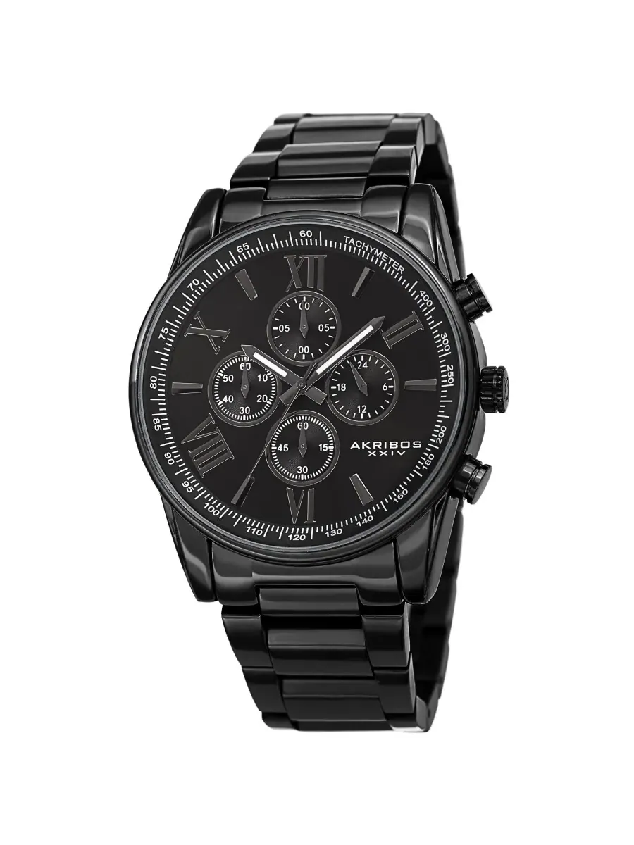 Мужские кварцевые часы Akribos XXIV Chronograph с черным циферблатом AK1072BK — изображение 1 из 4, оттенок черный