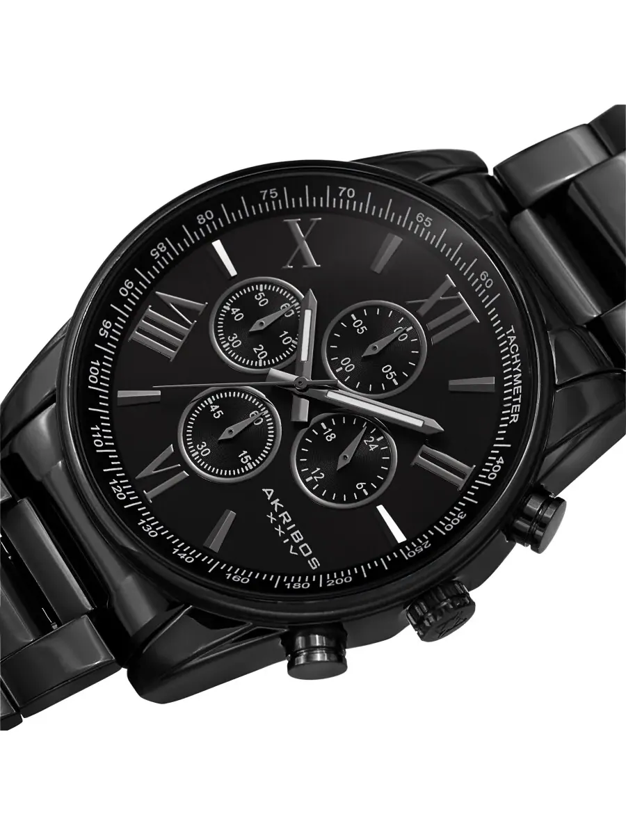 Мужские кварцевые часы Akribos XXIV Chronograph с черным циферблатом AK1072BK — изображение 2 из 4, оттенок черный