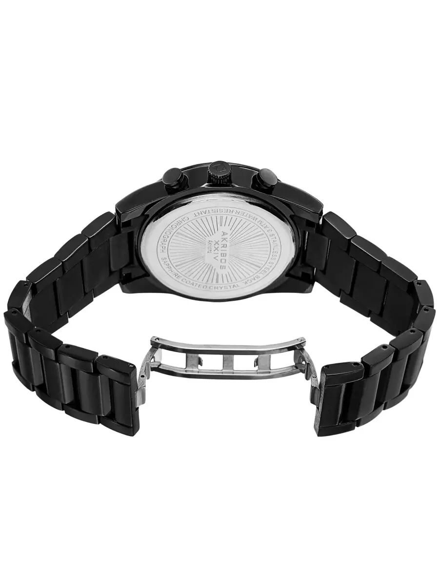 Мужские кварцевые часы Akribos XXIV Chronograph с черным циферблатом AK1072BK — изображение 4 из 4, оттенок черный