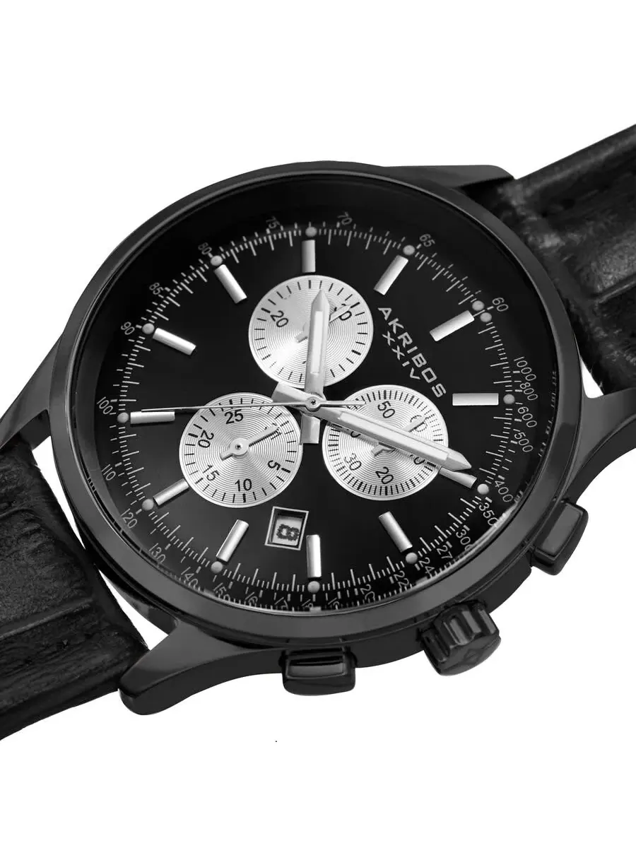 Мужские часы Akribos XXIV Enterprise Chronograph Quartz с черным циферблатом P50132 — изображение 2 из 4, оттенок черный