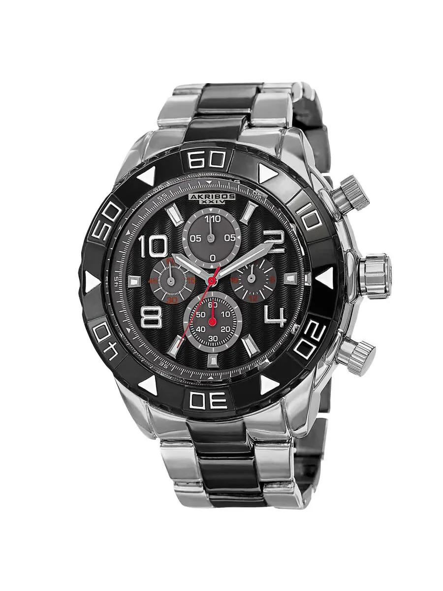Мужские часы Akribos XXIV Extremis Chronograph Quartz с черным циферблатом P50125 — изображение 1 из 4, оттенок черный