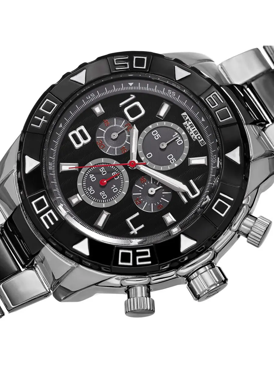 Мужские часы Akribos XXIV Extremis Chronograph Quartz с черным циферблатом P50125 — изображение 2 из 4, оттенок черный