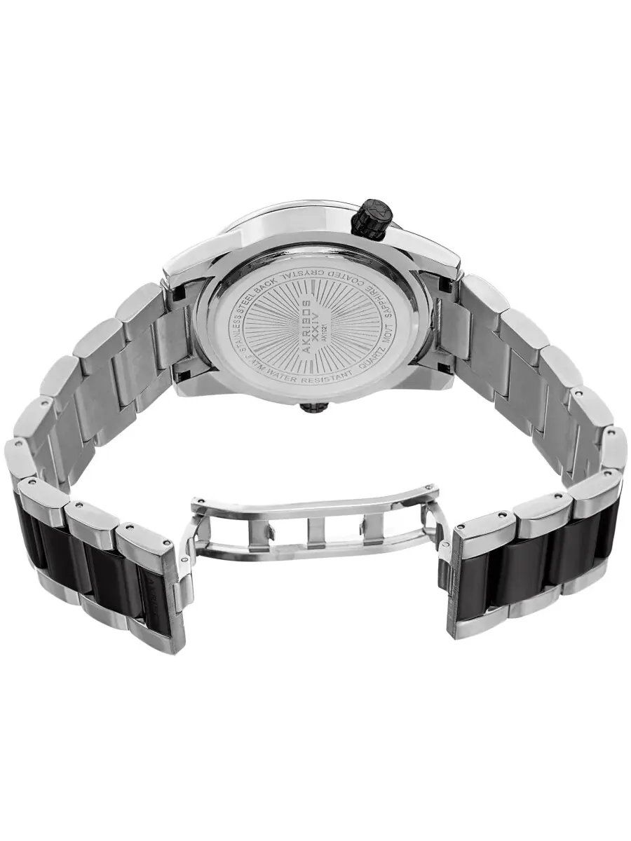 Мужские часы Akribos XXIV World Time Quartz с черным циферблатом AK1021TTB — изображение 4 из 4, оттенок серебряный