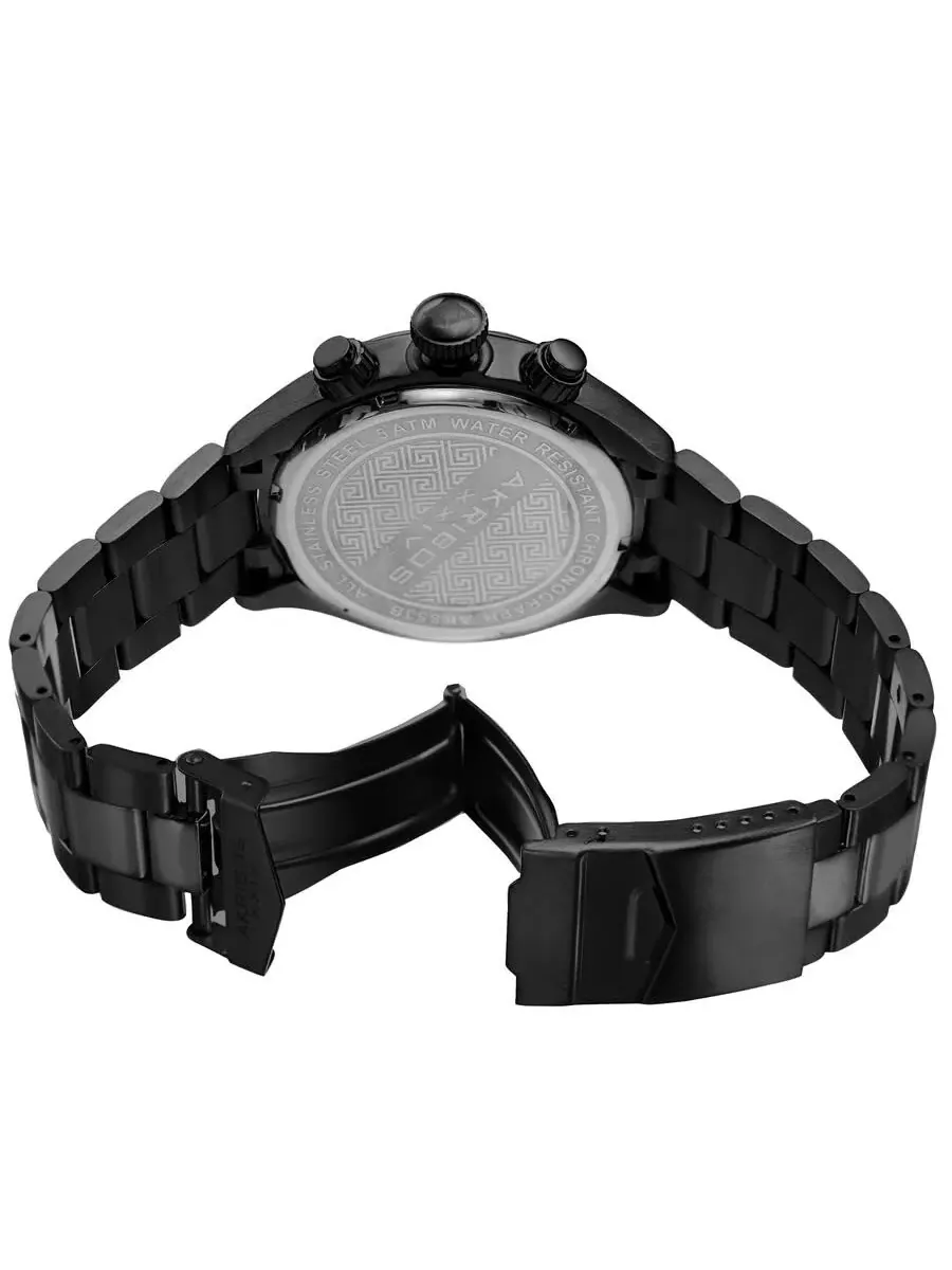 Мужские кварцевые часы Akribos XXIV Trek Chronograph с черным циферблатом, модель P50128 — изображение 4 из 4, оттенок черный