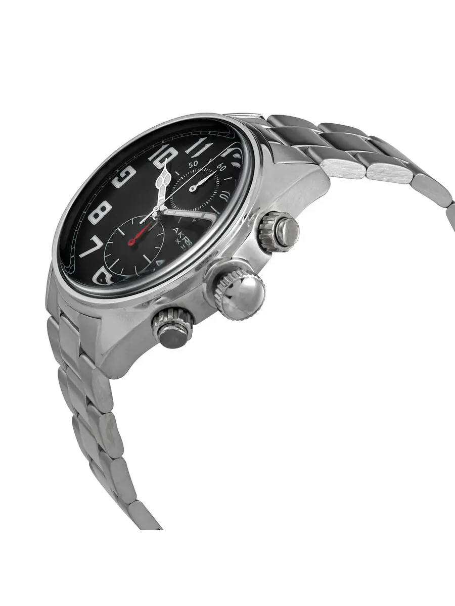 Мужские часы Akribos XXIV Trek Chronograph Quartz с черным циферблатом P50129 — изображение 2 из 4, оттенок серебряный