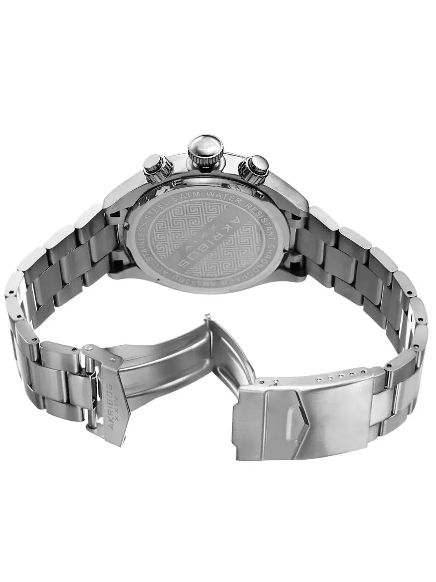 Мужские часы Akribos XXIV Trek Chronograph Quartz с черным циферблатом P50129 — изображение 4 из 4, оттенок серебряный