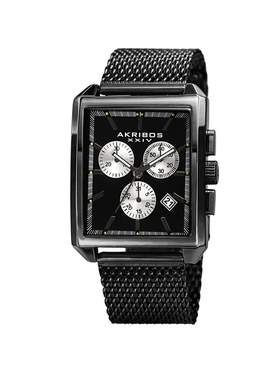 Женские часы Akribos XXIV Casual Chronograph с кварцевым механизмом и черным циферблатом для мужчин P50154