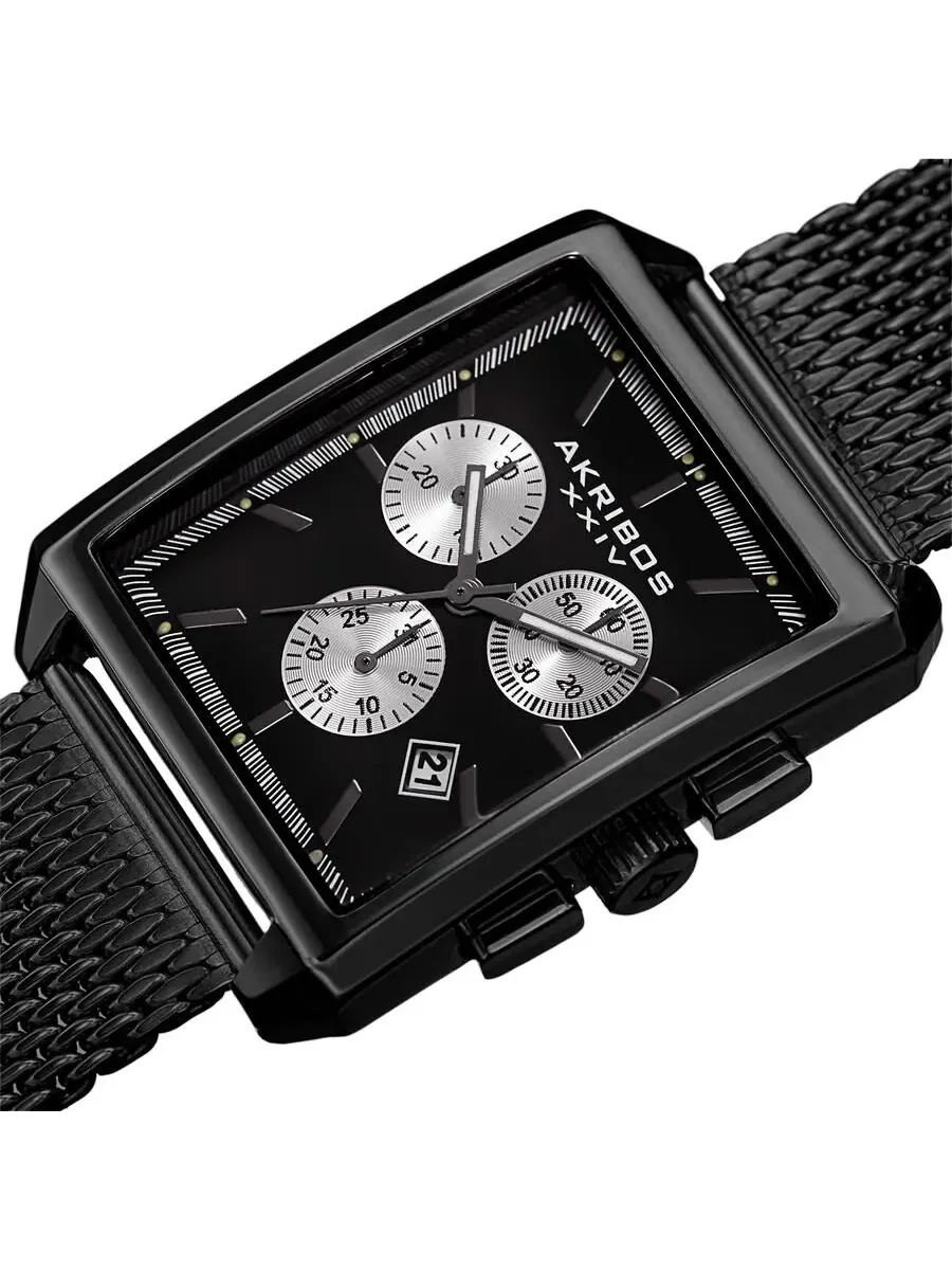 Женские часы Akribos XXIV Casual Chronograph с кварцевым механизмом и черным циферблатом для мужчин P50154, оттенок черный
