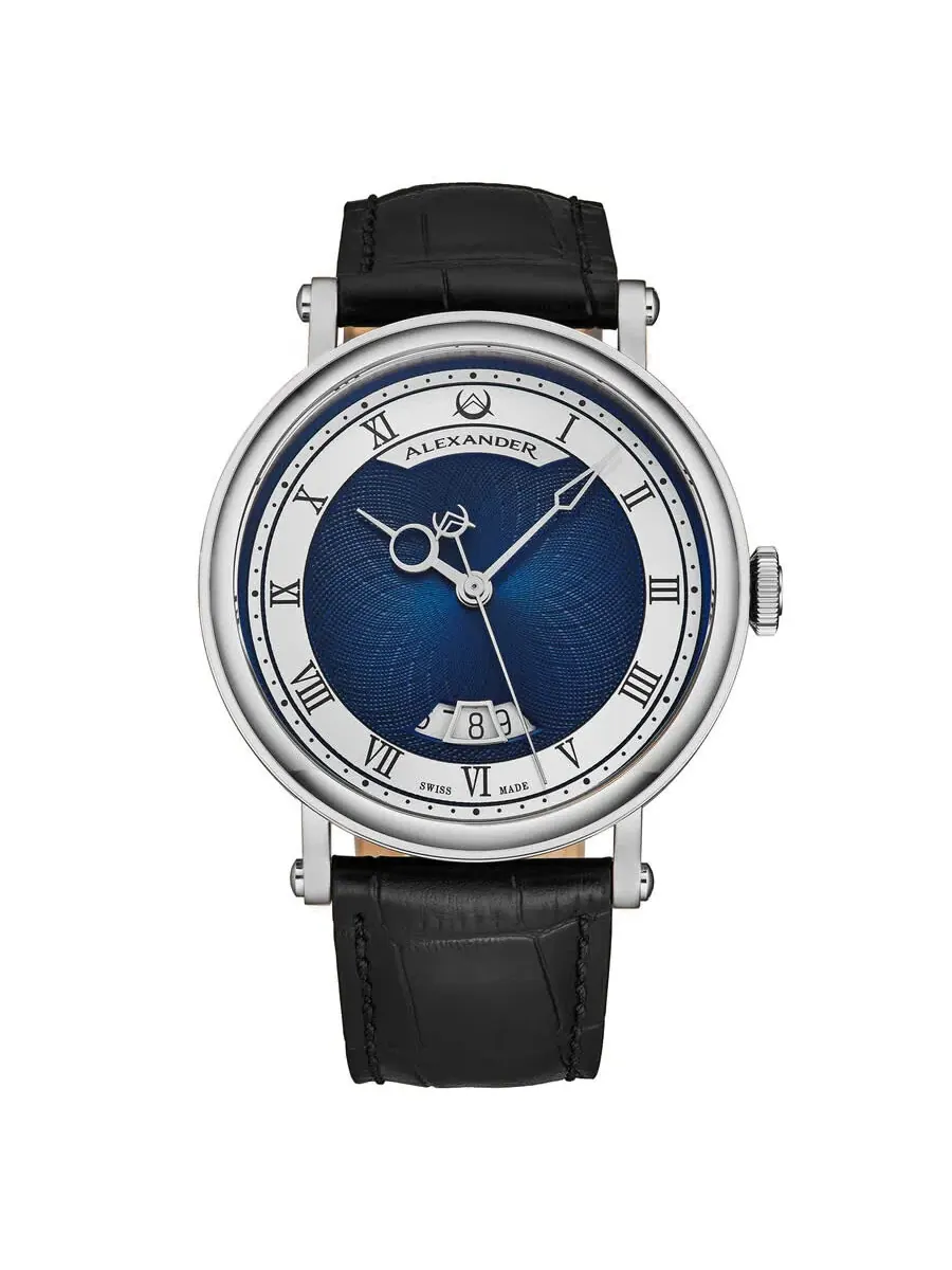 Мужские автоматические часы Alexander Alexander 2 с синим циферблатом A153-02 — серебристый