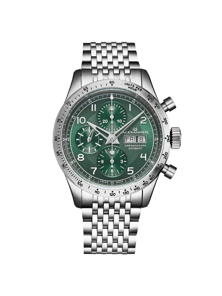 Мужские часы Alexander Alexander 2 Chronograph Automatic с зеленым циферблатом A450-03 — изображение 1 из 2