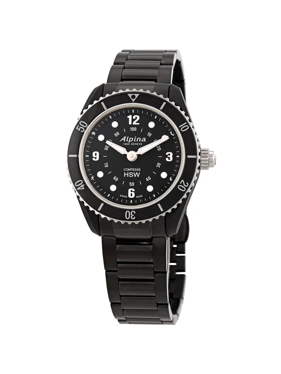 Женские часы Alpina Comtesse Horological Alarm World Time Quartz с черным циферблатом AL-281BS3V6B — серебристый