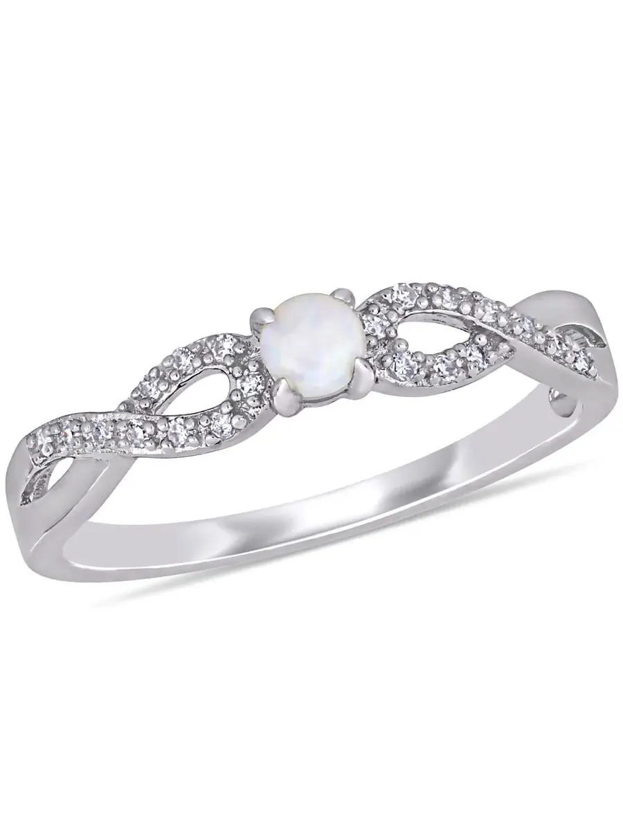 Кольцо Amour с бриллиантом 1/10 CT TDW и опалом 1/10 CT TGW Infinity из серебра 925 пробы — изображение 1 из 4, оттенок белый