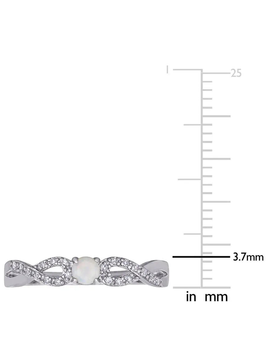Кольцо Amour с бриллиантом 1/10 CT TDW и опалом 1/10 CT TGW Infinity из серебра 925 пробы — изображение 3 из 4, оттенок белый