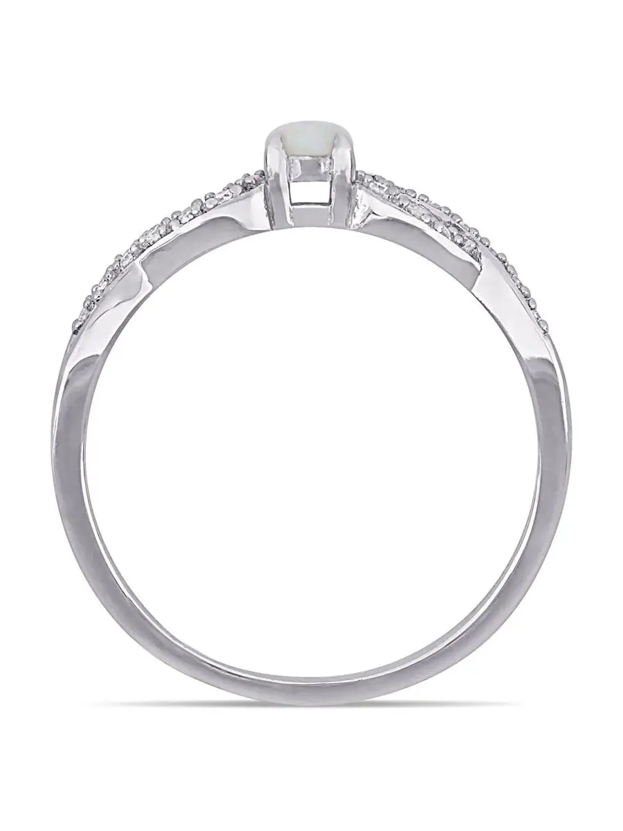 Кольцо Amour с бриллиантом 1/10 CT TDW и опалом 1/10 CT TGW Infinity из серебра 925 пробы — изображение 4 из 4, оттенок белый