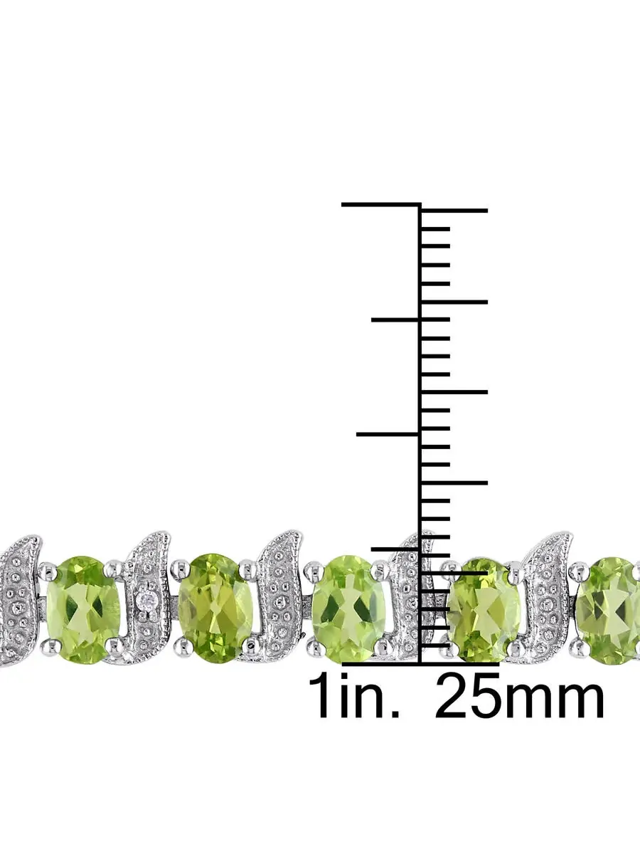 Браслет AMOUR 11 3/4 CT TGW с перидотом и бриллиантами на S-образной цепочке из стерлингового серебра — изображение 3 из 4