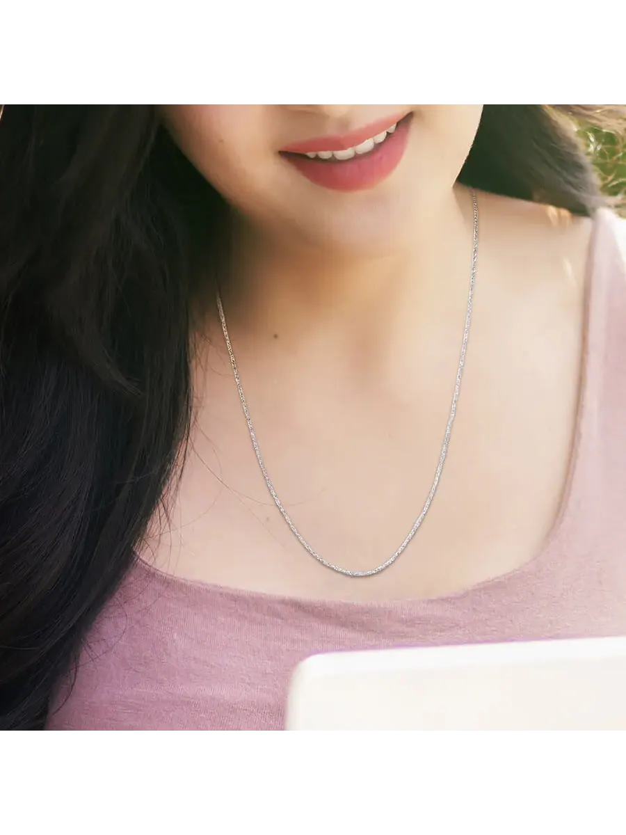 Цепочка Amour Singapore Chain 1,2 мм с блестками, 14-каратное белое золото - 24 дюйма — изображение 5 из 5, оттенок желтый