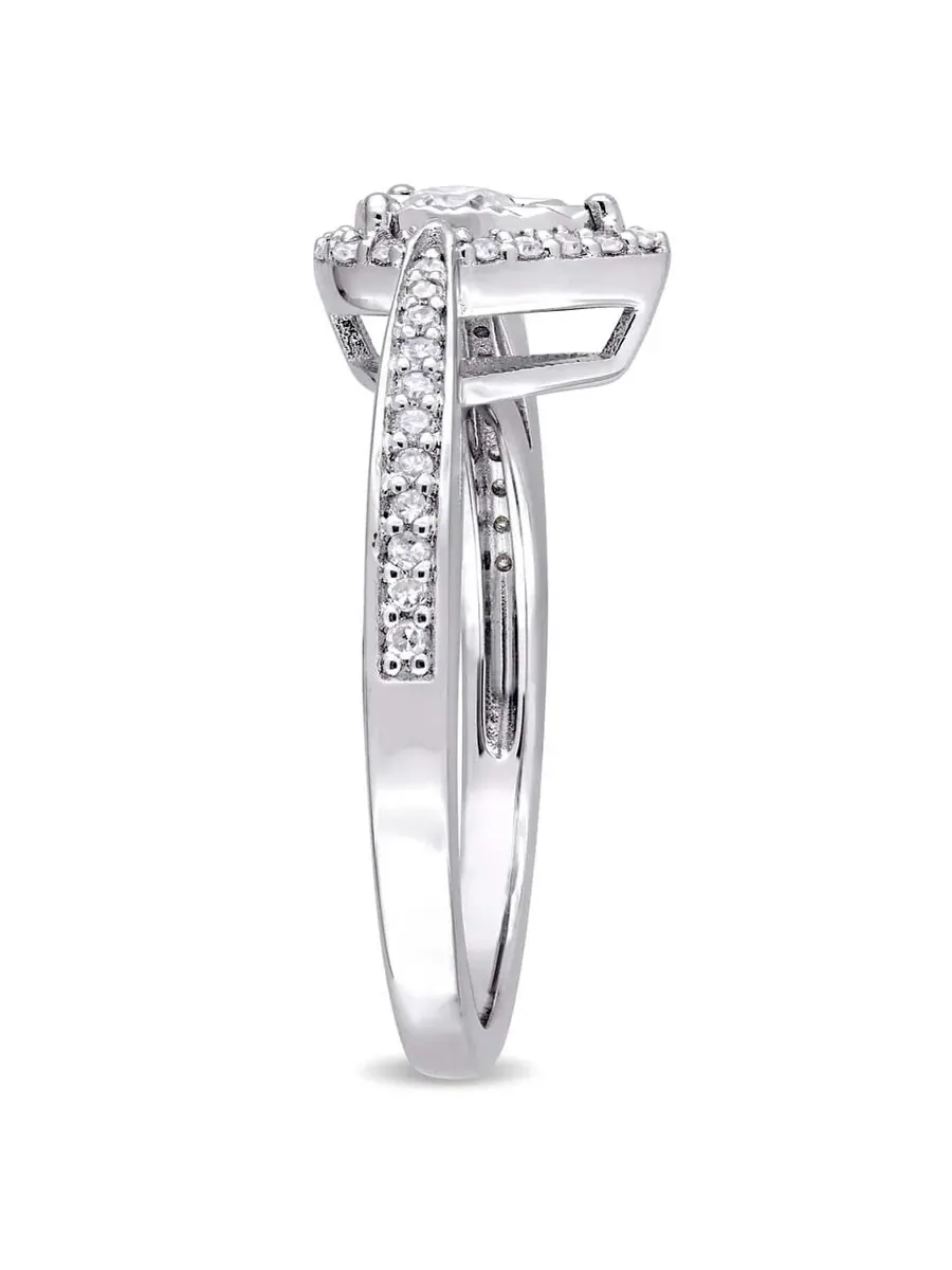 Кольцо Amour 1/3 CT TW с бриллиантом в форме слезы и гало из серебра 925 пробы — изображение 2 из 4, оттенок белый