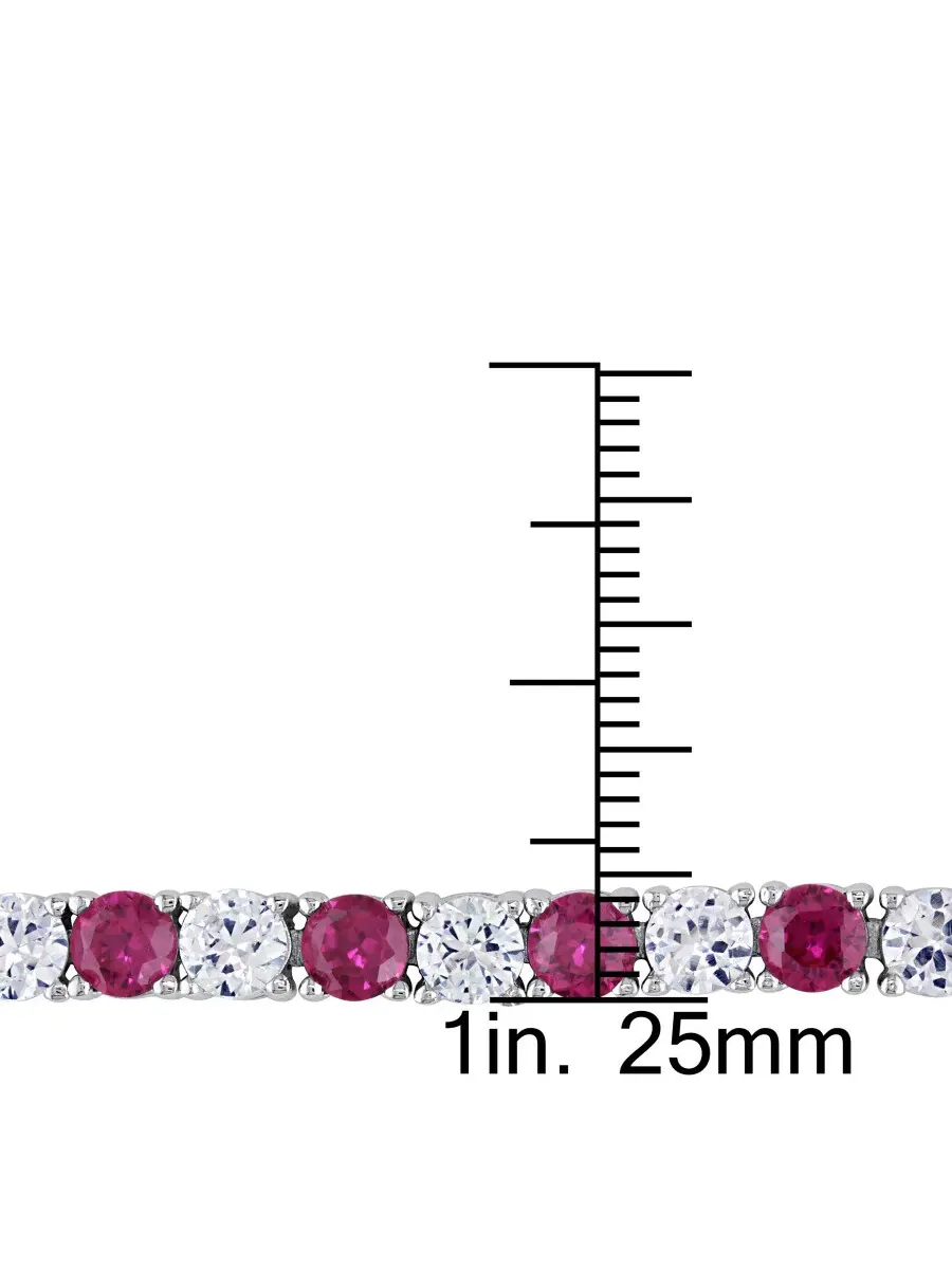 Браслет AMOUR 14 1/2 CT TGW с созданными рубинами и созданными белыми сапфирами в серебре 925 пробы — изображение 3 из 5