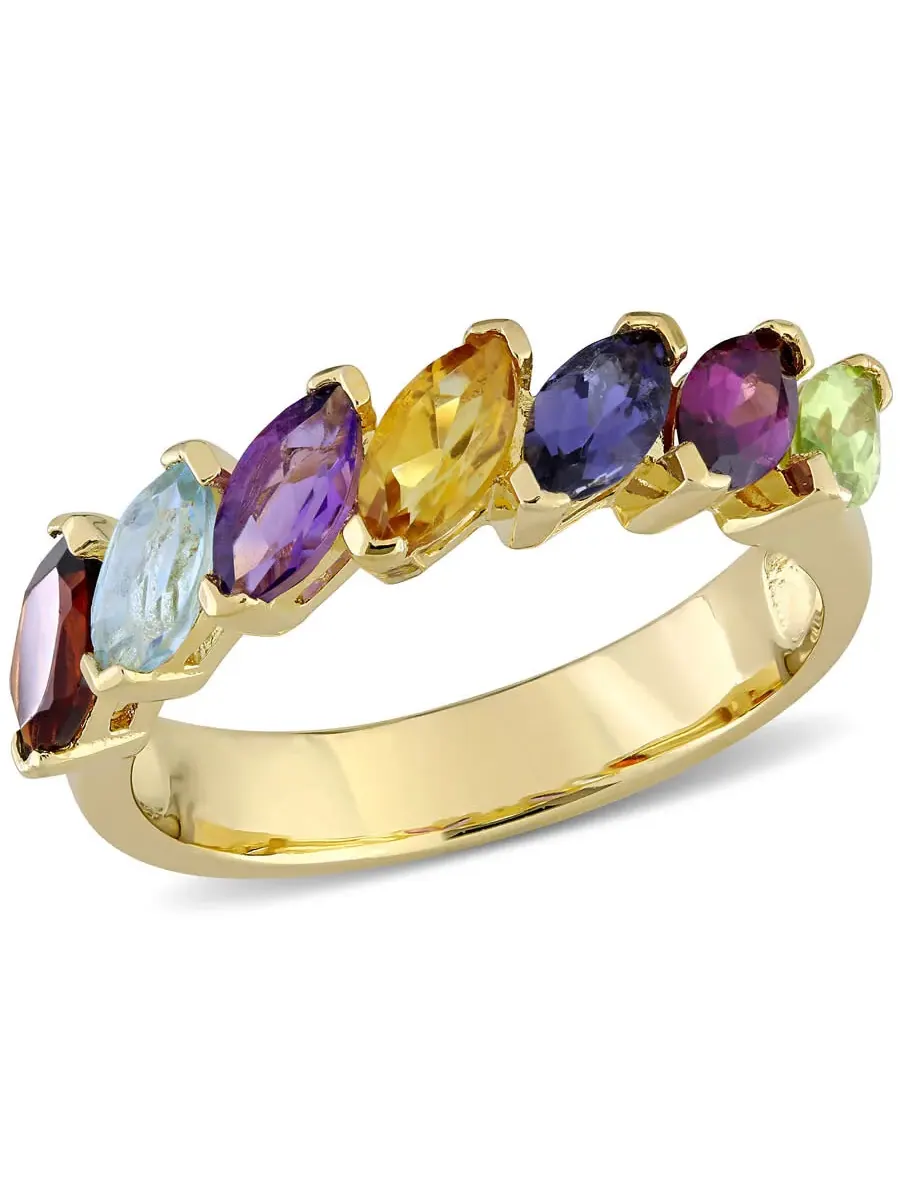 Кольцо Amour 1 4/5 CT TGW с многоцветными драгоценными камнями, маркиз, из серебра с желтым покрытием — изображение 1 из 6