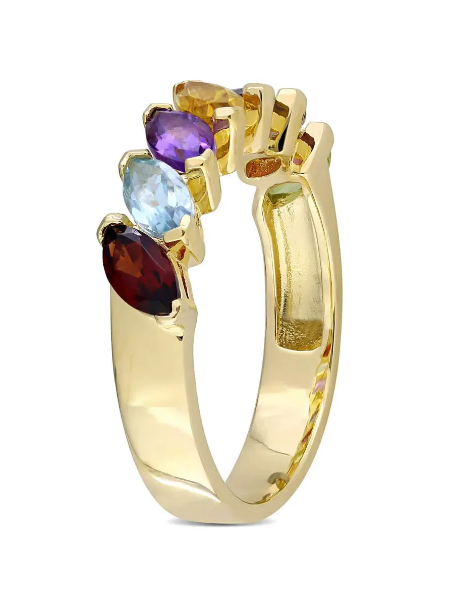Кольцо Amour 1 4/5 CT TGW с многоцветными драгоценными камнями, маркиз, из серебра с желтым покрытием — изображение 2 из 6
