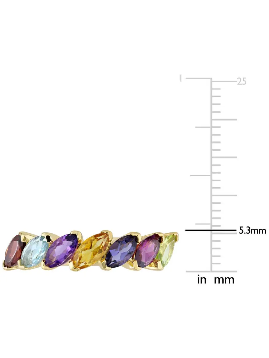 Кольцо Amour 1 4/5 CT TGW с многоцветными драгоценными камнями, маркиз, из серебра с желтым покрытием — изображение 3 из 6
