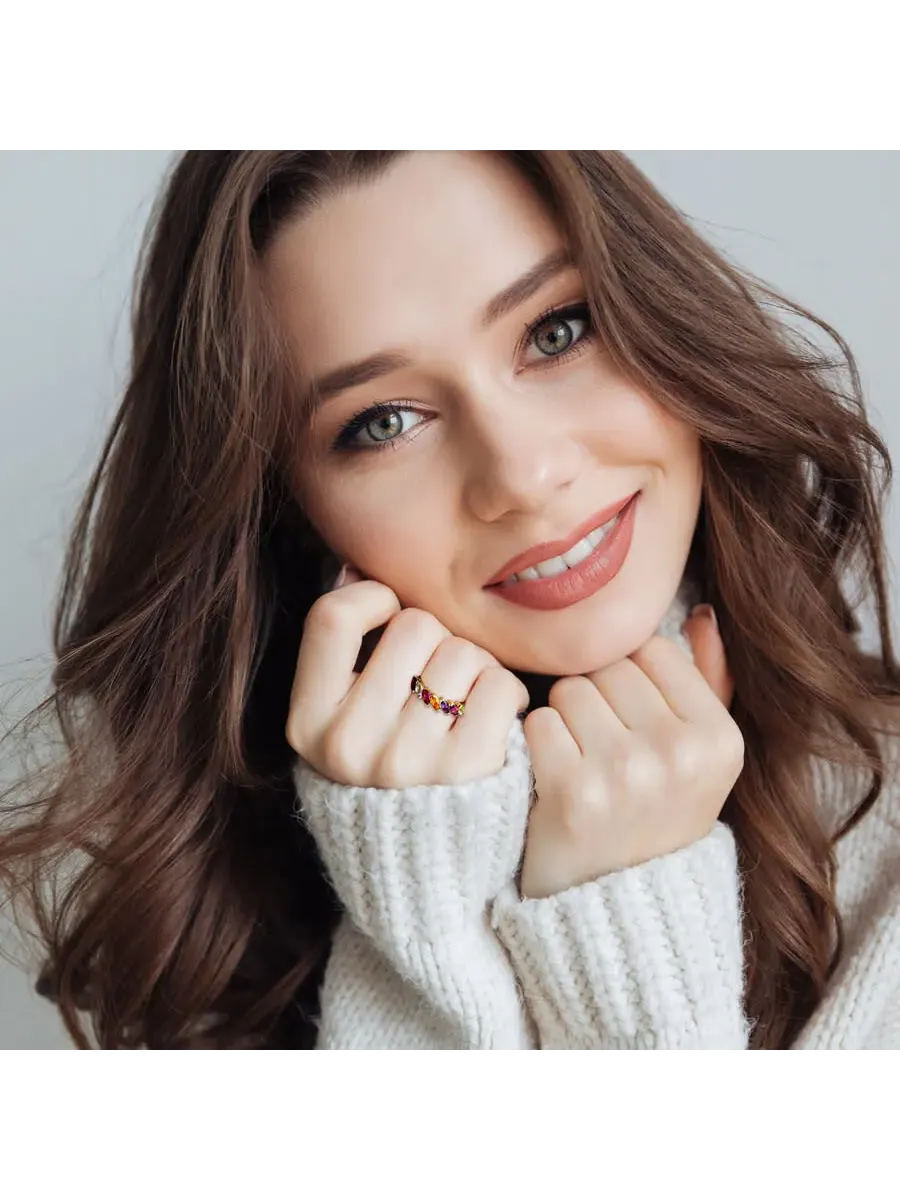 Кольцо Amour 1 4/5 CT TGW с многоцветными драгоценными камнями, маркиз, из серебра с желтым покрытием — изображение 6 из 6