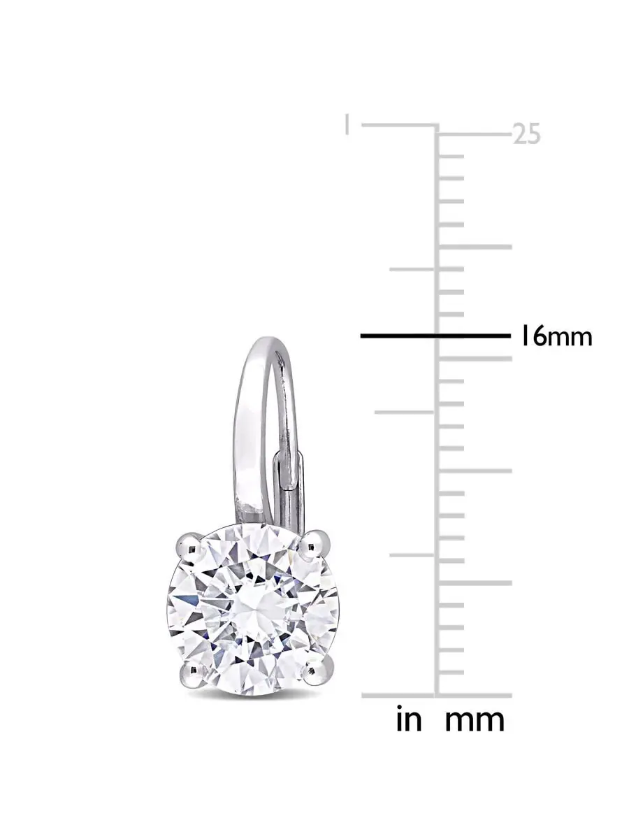 Серьги-подвески AMOUR 4 CT DEW с искусственным муассанитом в оправе из белого золота 14 карат — изображение 2 из 4