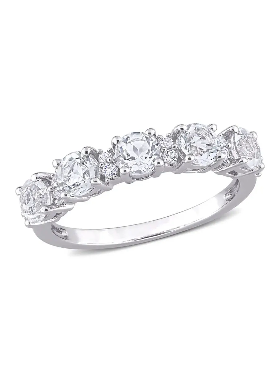 Кольцо Amour 1 5/5 CT TGW с белым топазом полувечности из серебра 925 пробы — изображение 1 из 5, оттенок белый