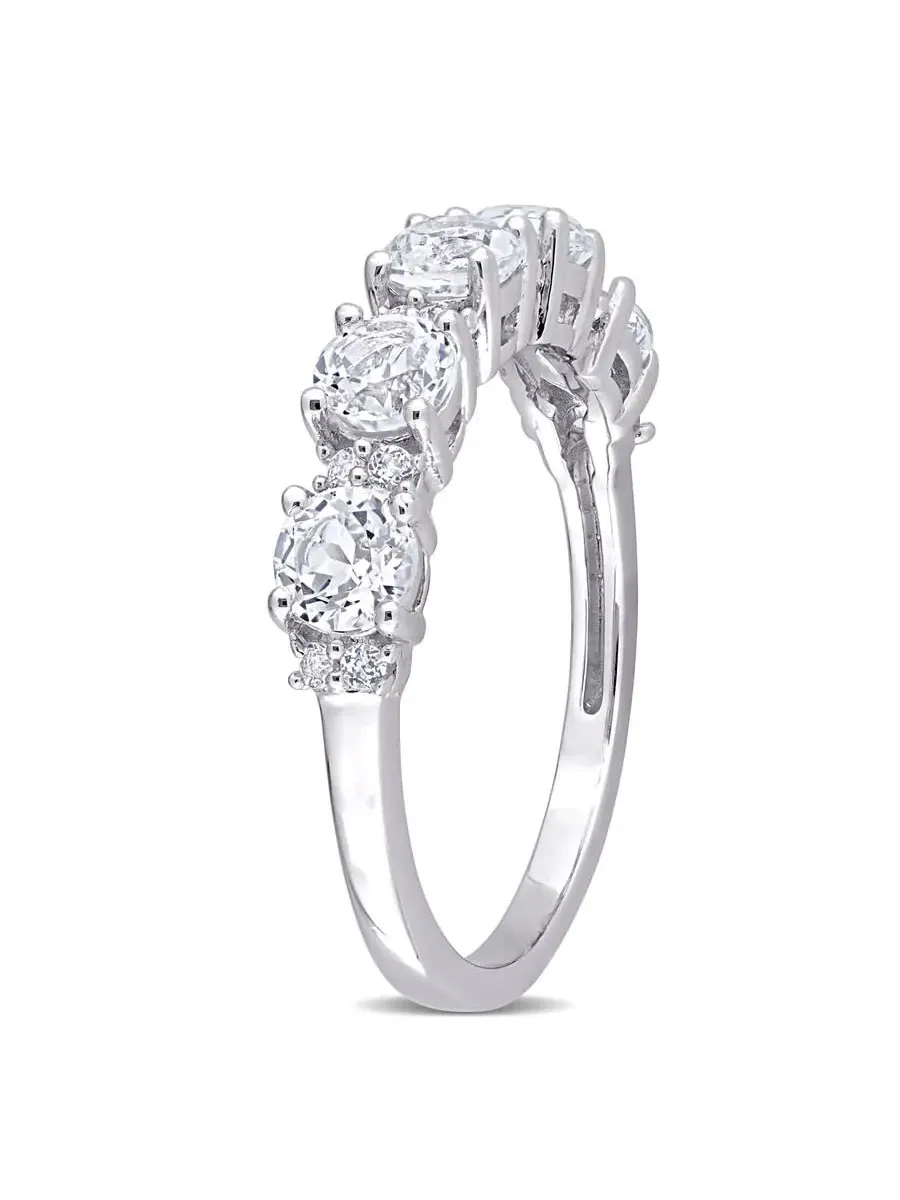 Кольцо Amour 1 5/5 CT TGW с белым топазом полувечности из серебра 925 пробы — изображение 2 из 5, оттенок белый