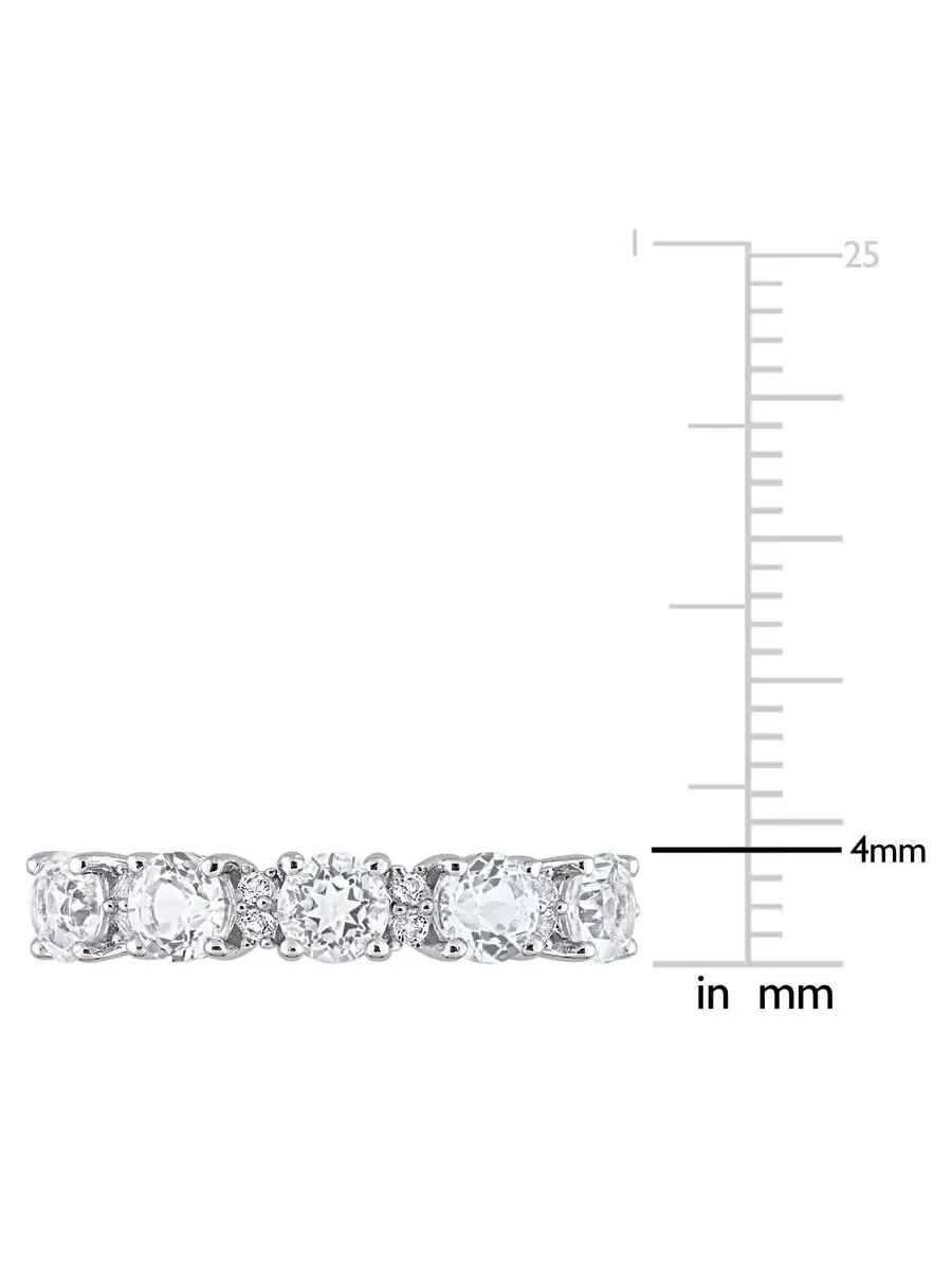Кольцо Amour 1 5/5 CT TGW с белым топазом полувечности из серебра 925 пробы — изображение 3 из 5, оттенок белый