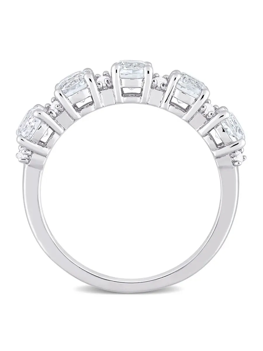 Кольцо Amour 1 5/5 CT TGW с белым топазом полувечности из серебра 925 пробы — изображение 4 из 5, оттенок белый